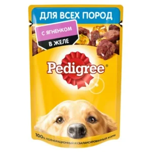 پوچ سگ بالغ پدیگری با طعم گوشت بره در ژله