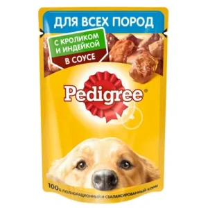 پوچ سگ بالغ پدیگری با طعم خرگوش و بوقلمون در سس